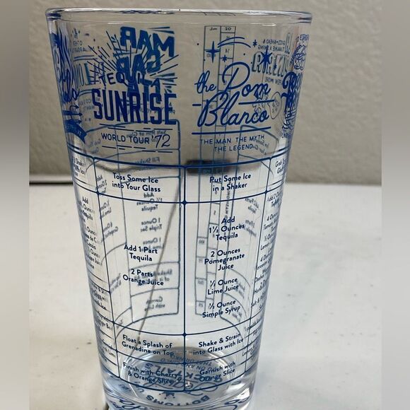 Good Measure Tequila Cocktail Recipe Glass with Blue Print - 7 Recipes-  16oz - Picture 2 of 7